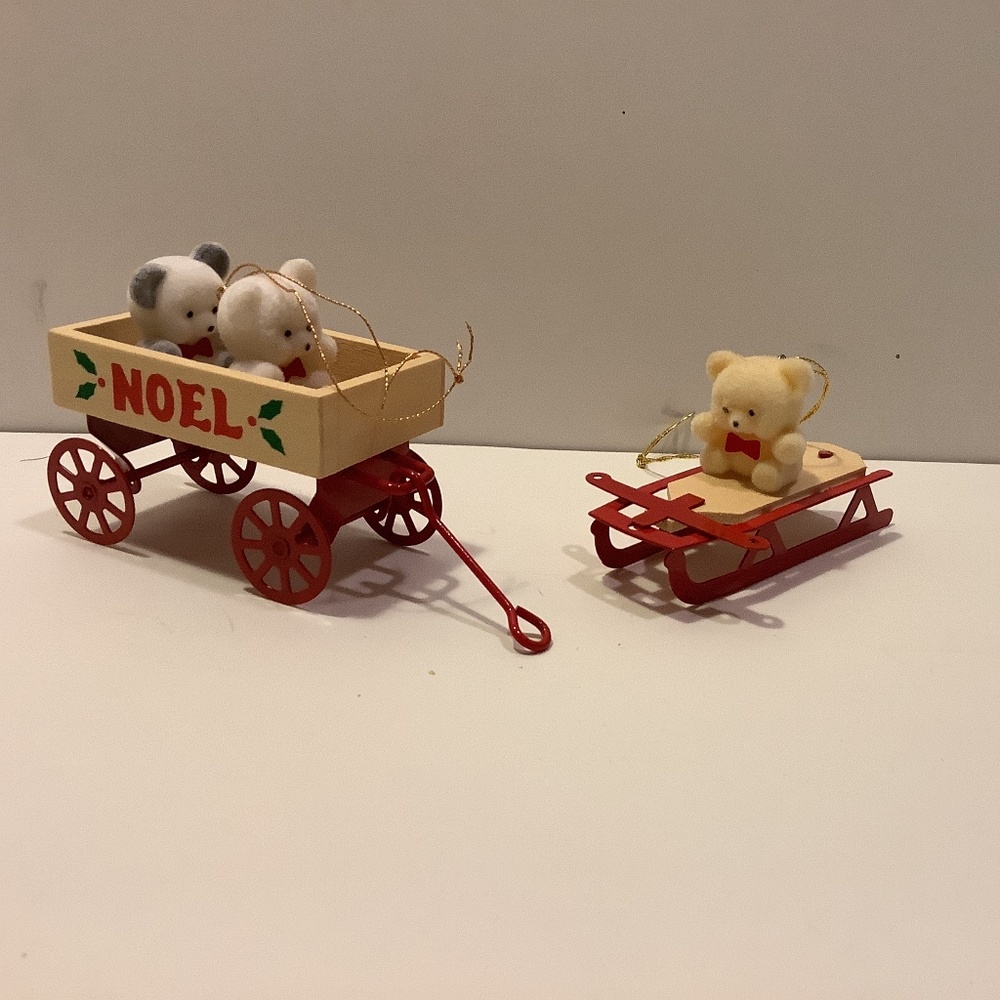 Vintage Avon Teddy Bear ornaments. Two in set